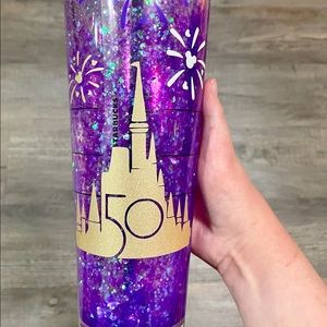 WDW 50th Anniversary Starbucks Snowglobe Tumbler